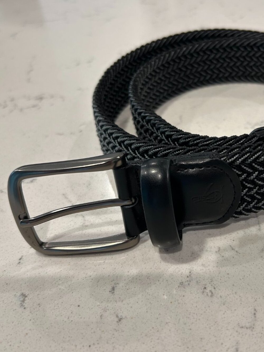 Penguin Men's Braided Stretch Belt waist size 30-32 in Gray / Black blend
